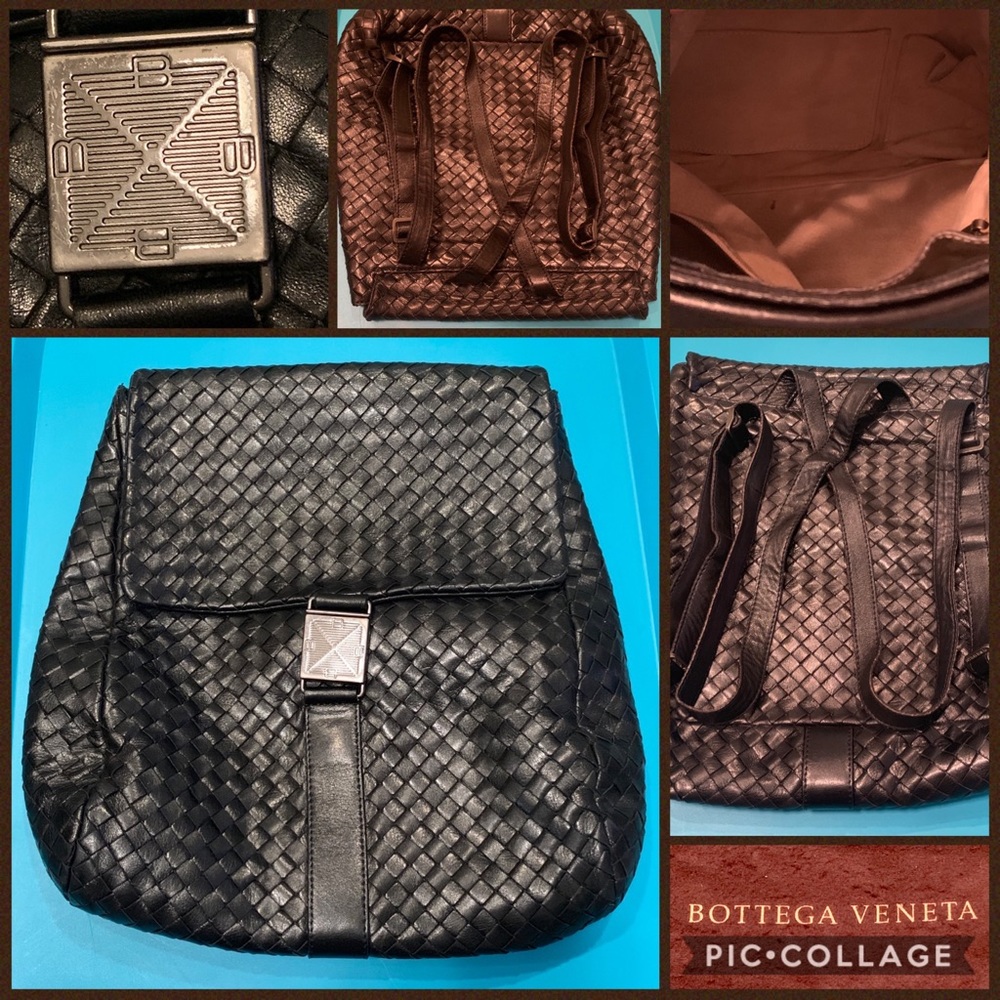 Bottega Veneta Black Leather BackPack